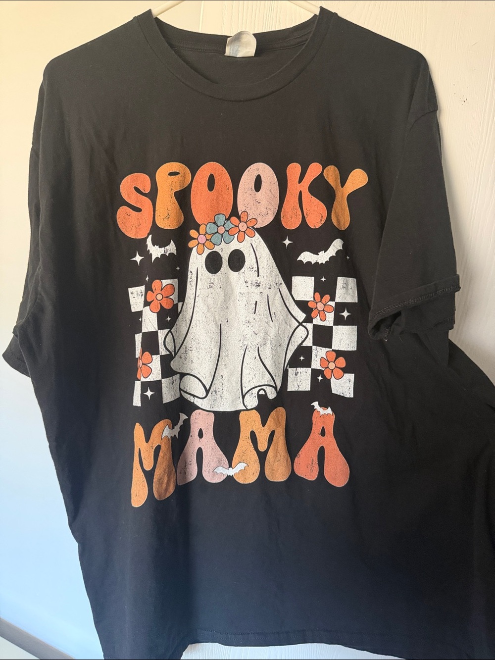 Spooky Mama Graphic Tee - Black with Orange & White